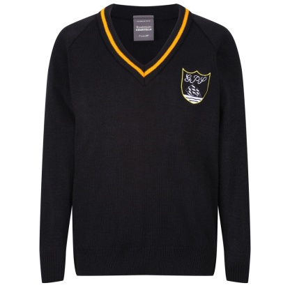 Gourock Primaty Knitted Stripe V-Neck, Gourock Primary