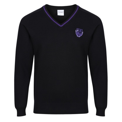 Clydeview Academy Knitted V-neck with stripe, Clydeview Academy