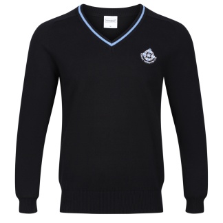 St Columba's High Knitted Stripe V-Neck, St Columba's High