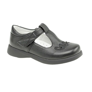 Girls T-Bar Shoe in Black Matt (RCSC732A), Girls (Infants 6 to 2)