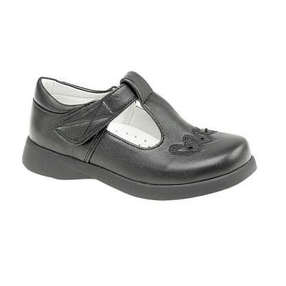Girls T-Bar Shoe in Black Matt (RCSC732A), Girls (Infants 6 to 2)