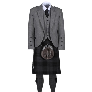 Grey Isle Light Grey Tweed Jacket Outfit, Kilt Hire Range