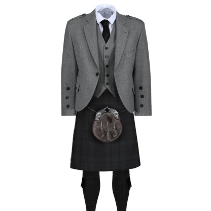 Black Isle Light Grey Tweed Jacket Outfit, Kilt Hire Range