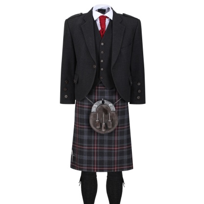 Hebridean Heather Dark Grey Tweed Jacket Outfit, Kilt Hire Range