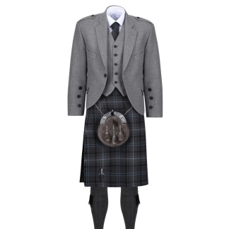 Highland Granite Blue Light Grey Tweed Jacket, Kilt Hire Range