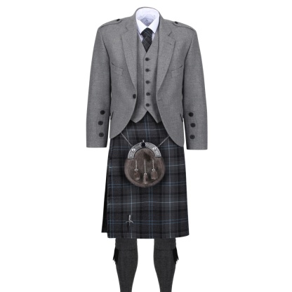 Highland Granite Blue Light Grey Tweed Jacket, Kilt Hire Range