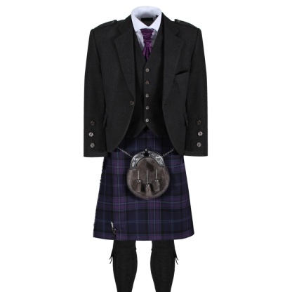 Scottish Thistle Dark Grey Tweed Jacket Outfit, Kilt Hire Range