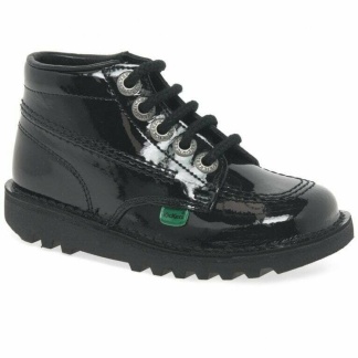 Kickers Kick Hi Black Patent (Size 3-7), Girls (3 to 6)