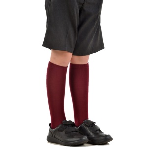 Girls Knee High Socks (2 Pair Pack) (Wine), Socks + Tights, Ardgowan Primary, Lady Alice Primary, St Michael's Primary
