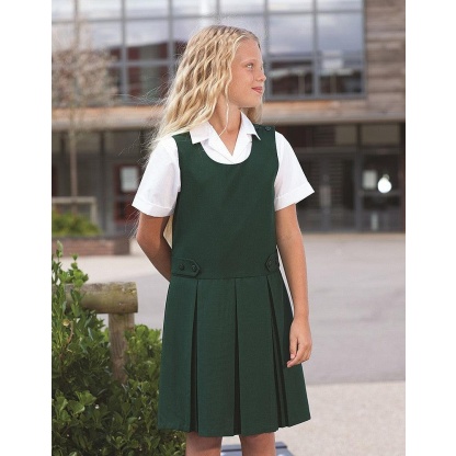 Box Pleat Pinafore (In Green) (RCSTenby), Pinafores, St John's Primary, St Marys Primary, St Marys Largs