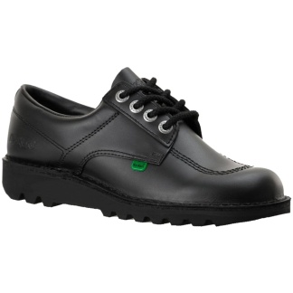 Kickers Kick Lo Lace Black Leather & Patent, Boys (Infant 6 to 2), Boys (3 to 6), Girls (Infants 6 to 2), Girls (3 to 6)