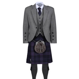 Scottish Thistle Light Grey Tweed Jacket Outfit, Kilt Hire Range