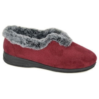 Ladies Brgundy Full Cuff Slipper, Ladies Sandals & Slippers