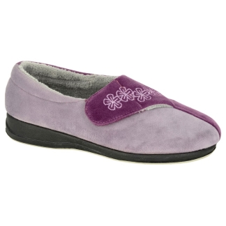 Ladies Purple/Lilac Velour Slipper, Ladies Sandals & Slippers