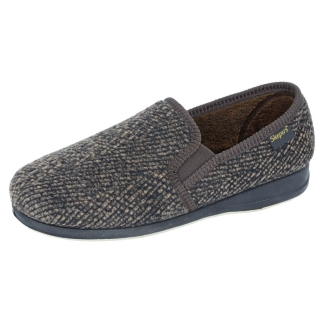 Mens Brow Check Textile Slipper, Gents Sandals & Slippers